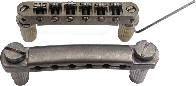 guyker Guitar Tune-O-Matic Bridge and Stop Bar Tailpiece Combo Replacement Compatible with LP SG EPI 6 String Electric Guitar(GS001 + GM005, rust color) - Image 5